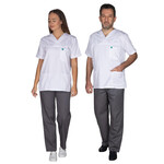 ALEZI Ιατρική στολή Παντελόνι- Μπλούζα unisex Λευκό-Γκρι
