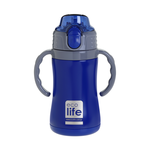 Ecolife Πλαστικό Παγούρι Θερμός με Καλαμάκι Navy Blue 300ml
