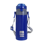 Ecolife Ανοξείδωτο Παγούρι Θερμός με Καλαμάκι Navy Blue 400ml
