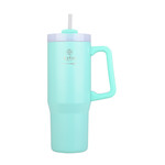Estia  Straw Tumbler XL Save The Aegean Handled Tumbler Θερμός Ανοξείδωτο  900ml Bermuda Green