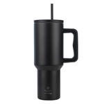 Estia  Straw Tumbler XL Handled Tumbler Θερμός Ανοξείδωτο  1200ml Midnight Black - 01-32180