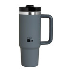 Ecolife Μεταλλικό Ποτήρι Θερμός (Με Καλαμάκι) Junior Grey 900 ml