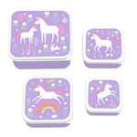 A little lovely company Σετ 4 δοχεία φαγητού Lunch & Snack Box  Unicorn Dreams