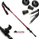 AlpinPro Τηλεσκοπικά Μπατόν Ορειβασίας Αλουμινίου 2τμχ Κόκκινα