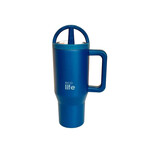 Ecolife Ανακυκλώσιμο Handled Tumbler Θερμός Ανοξείδωτο BPA Free 900ml Blue Marine με Καλαμάκι και Λαβή
