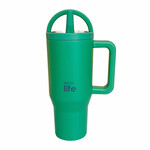 Ecolife Ανακυκλώσιμο Handled Tumbler Θερμός Ανοξείδωτο BPA Free 900ml Green Tea με Καλαμάκι και Λαβή