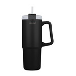 Homely Straw Tumbler Θερμός Ανοξείδωτο 900ml Midnight Black με Καλαμάκι και Λαβή 01-34498