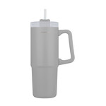 Homely Straw Tumbler Θερμός Ανοξείδωτο 900ml Pebble Gray με Καλαμάκι και Λαβή 01-34542