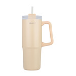 Homely Straw Tumbler Θερμός Ανοξείδωτο 900ml Sandstone με Καλαμάκι και Λαβή 01-34504