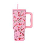 Estia  Θερμός  Straw Tumbler XL SAVE THE AEGEAN  900ml Cherry Rose - 01-32081