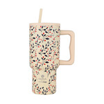 Estia  Θερμός  Straw Tumbler XL SAVE THE AEGEAN  900ml Bloom Beige - 01-35181