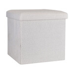 Estia Σκαμπό Σαλονιού με Αποθηκευτικό Χώρο Επενδεδυμένο Λευκό 38x38x38εκ. 03-35921