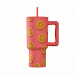 Estia  Θερμός  Straw Tumbler XL SAVE THE AEGEAN  900ml Orange Pop -01-41595
