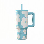 Estia  Θερμός  Straw Tumbler XL SAVE THE AEGEAN  900ml Blue Daisy -01-41618