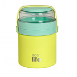 EcoLife Θερμός Φαγητού Ανοξείδωτος 450ml με Μπώλ & Κουταλάκι – Κίτρινο | 33-BO-9020