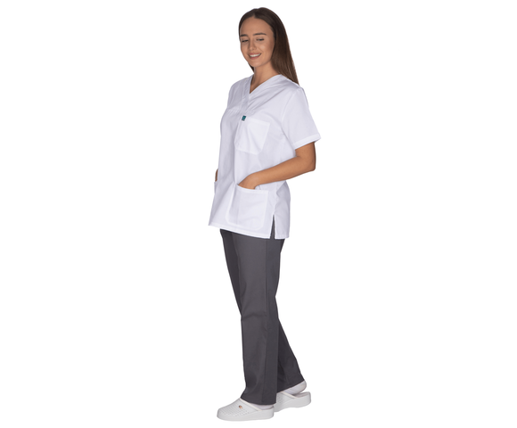 ALEZI Ιατρική στολή Παντελόνι- Μπλούζα unisex Λευκό-Γκρι