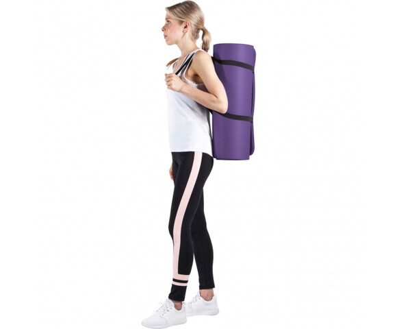 Optimum Στρώμα Γυμναστικής Yoga/Pilates Μωβ με Ιμάντα Μεταφοράς (183x61x1.5cm)