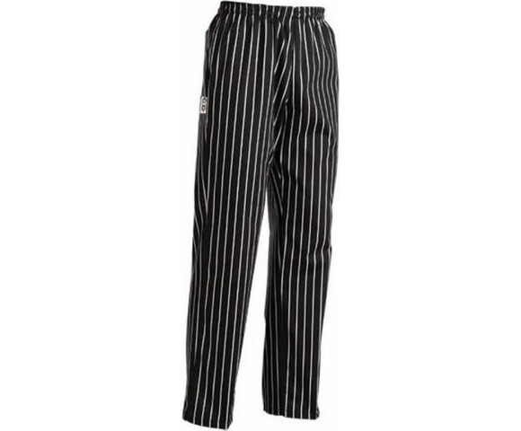 Egochef Παντελόνι Σεφ Ριγέ Μαύρο με Λάστιχο στη Μέση