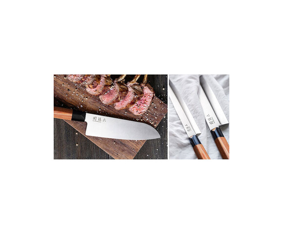 KAI Seki Magoroku Red Wood Μαχαίρι Santoku από Ανοξείδωτο Ατσάλι 17cm MGR-0170S