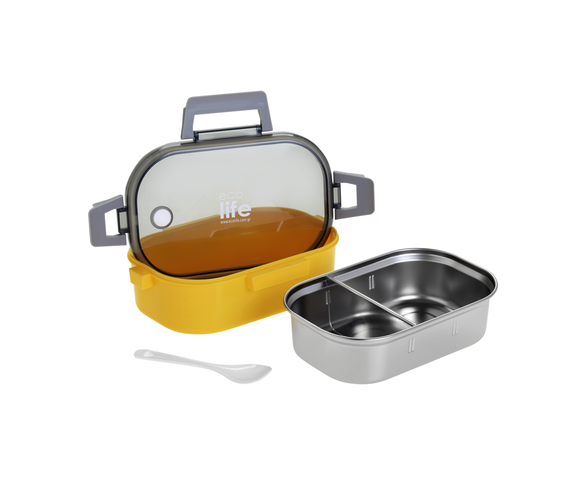 Ecolife Δοχείο Φαγητού Inox Yellow  - Με Χώρισμα 900ml