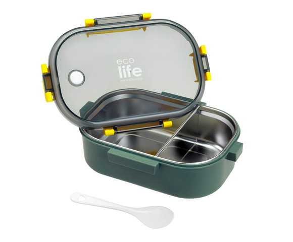 Ecolife Δοχείο Φαγητού Inox Forest Green - Με Χώρισμα 900ml