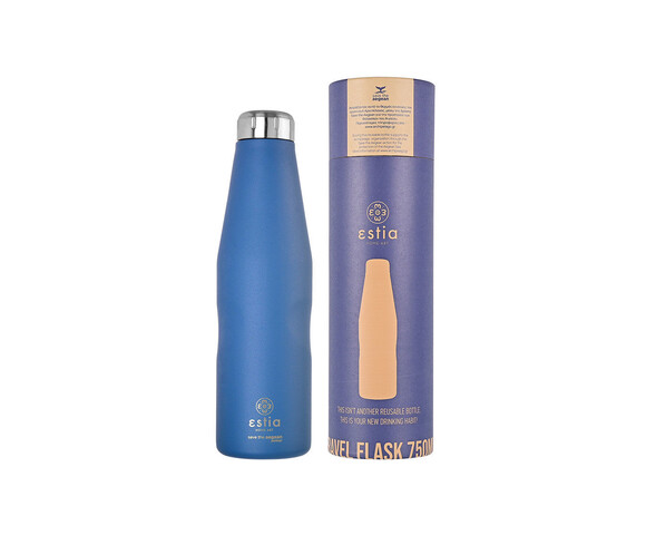 Estia Travel Flask Save the Aegean Μπουκάλι Θερμός Ανοξείδωτο BPA Free 750ml Denim Blue