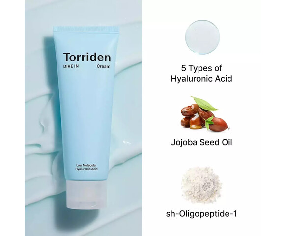 Torriden DIVE-IN Low Molecular Ενυδατική Κρέμα Προσώπου με Υαλουρονικό Οξύ 80ml