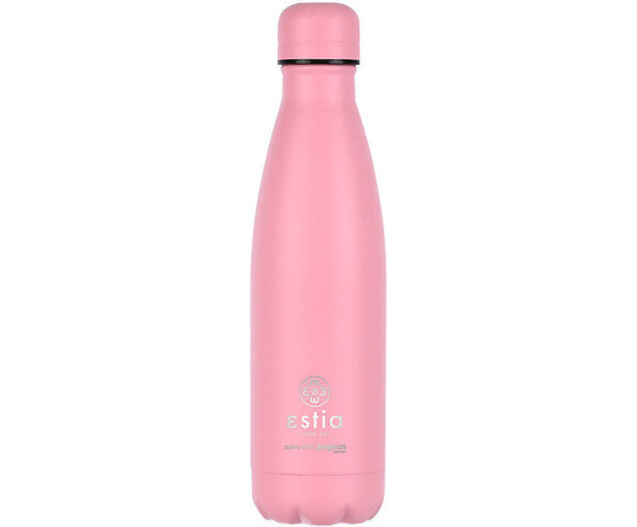 Estia Travel Flask Lite Save the Aegean Ανακυκλώσιμο Μπουκάλι Θερμός Ανοξείδωτο BPA Free 500ml Blossom Rose