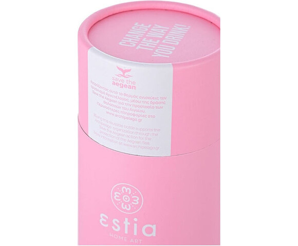 Estia Travel Flask Lite Save the Aegean Ανακυκλώσιμο Μπουκάλι Θερμός Ανοξείδωτο BPA Free 500ml Blossom Rose