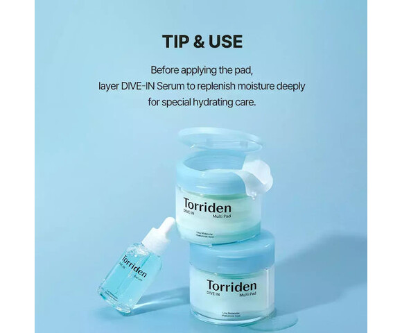 Torriden DIVE IN Low Molecular Hyaluronic Acid Multi Pad 160ml- Eνυδατικά toner pads
