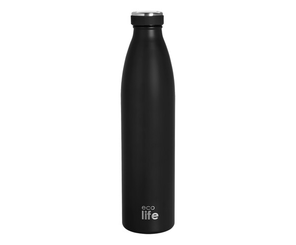 Ecolife Θερμός Ανοξείδωτο Μπουκάλι  1lt Slim Black / Μαύρο