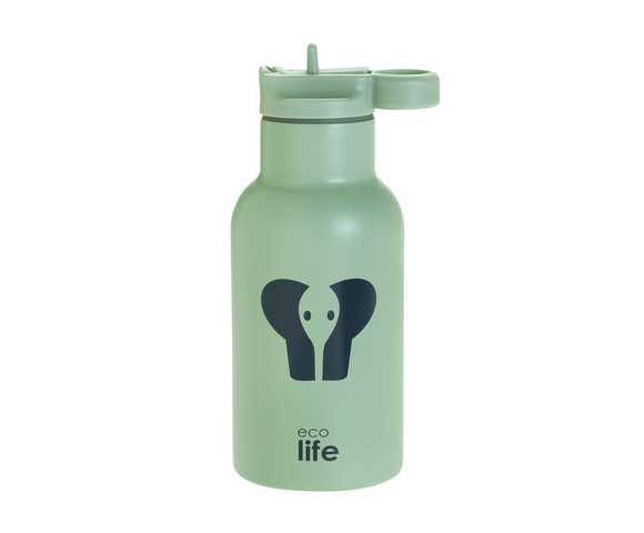 Ecolife Animal Παιδικό Παγούρι Θερμός Ανοξείδωτο με Καλαμάκι Elephant 350ml