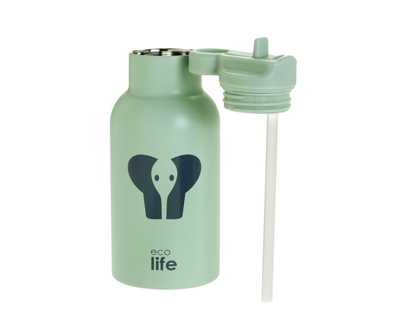 Ecolife Animal Παιδικό Παγούρι Θερμός Ανοξείδωτο με Καλαμάκι Elephant 350ml