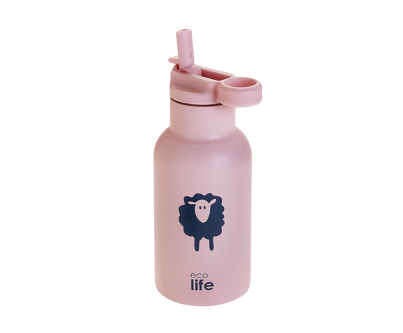 Ecolife Animal Παιδικό Παγούρι Θερμός Ανοξείδωτο με Καλαμάκι Sheep 350ml