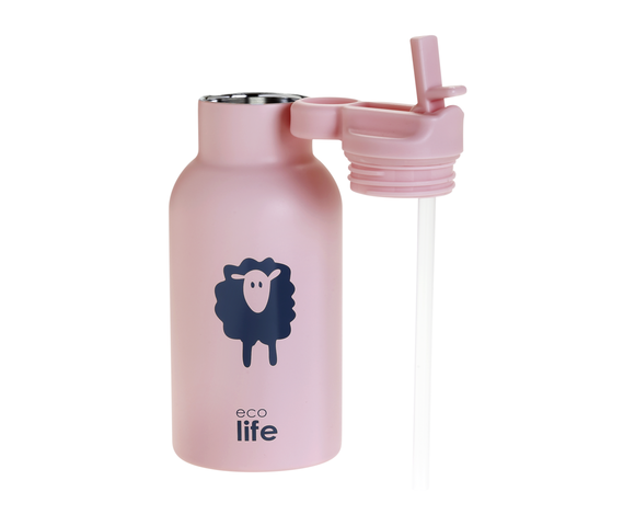 Ecolife Animal Παιδικό Παγούρι Θερμός Ανοξείδωτο με Καλαμάκι Sheep 350ml