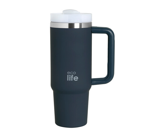 Ecolife Μεταλλικό Ποτήρι Θερμός (Με Καλαμάκι) Sea 900 ml