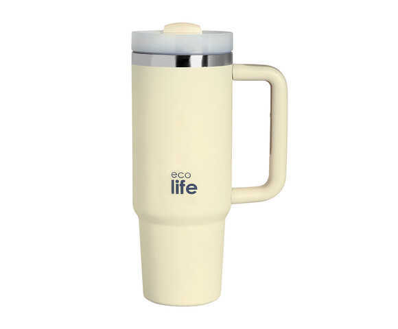 Ecolife Μεταλλικό Ποτήρι Θερμός (Με Καλαμάκι) Crema 900 ml Ecolife Μεταλλικό Ποτήρι Θερμός (Με Καλαμάκι) Crema 900 ml
