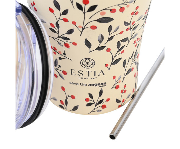 Estia Ποτήρι Θερμός Ανοξείδωτο Bloom Beige 350ml 01-31701