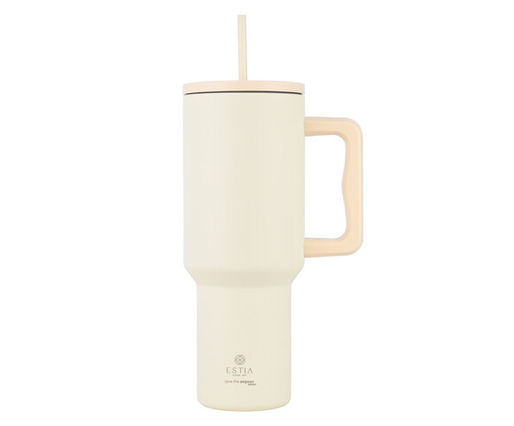 Estia  Straw Tumbler XL Handled Tumbler Θερμός Ανοξείδωτο 1200ml Lily White -01-32197