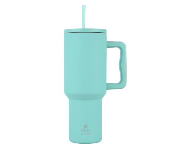 Estia  Straw Tumbler XL Handled Tumbler Θερμός Ανοξείδωτο 1200ml Bermuda Green - 01-32203