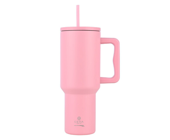 Estia  Straw Tumbler XL Handled Tumbler Θερμός Ανοξείδωτο 1200ml Blossom Rose 01-32210