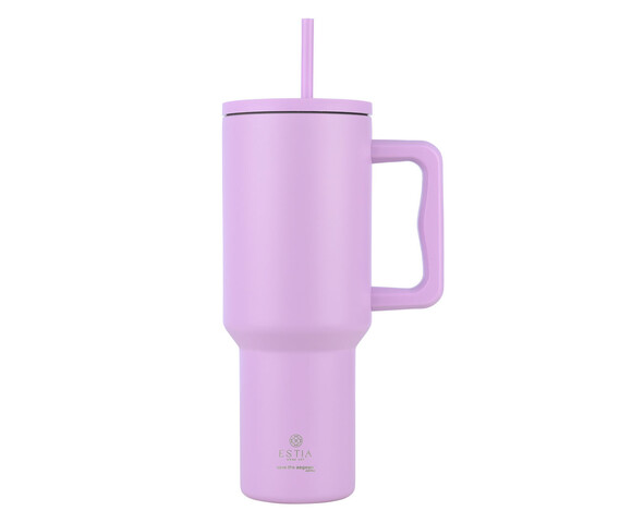 Estia  Straw Tumbler XL Handled Tumbler Θερμός Ανοξείδωτο 1200ml Levander Purple - 01-32227
