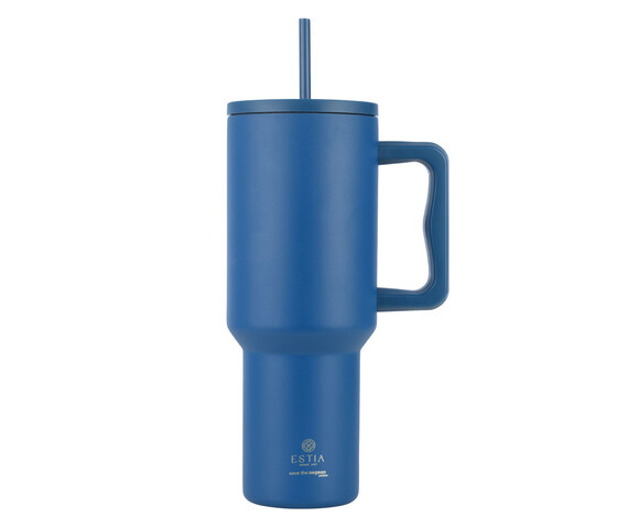 Estia  Straw Tumbler XL Handled Tumbler Θερμός Ανοξείδωτο 1200ml Denim Blue 01-32234