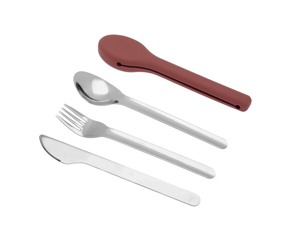 Ecolife  Σετ Ανοξείδωτα Μαχαιροπίρουνα με Θήκη Dusty Red - Cutlery Set