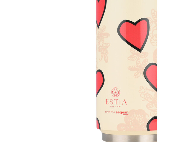 Estia Travel Cup Ανακυκλώσιμο Ποτήρι Θερμός Ανοξείδωτο Πλαστικό BPA Free 500ml Tender Lace με Καλαμάκι 01-31329
