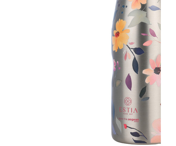 Estia Travel Flask Μπουκάλι Θερμός Ανοξείδωτο BPA Free 500ml Silver Botanic 01-31633
