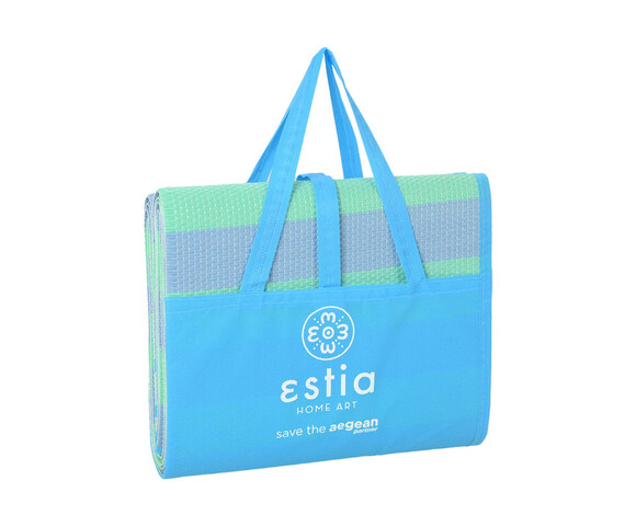Estia Ψάθα Παραλίας Πλαστική Γαλάζια 180x180εκ.