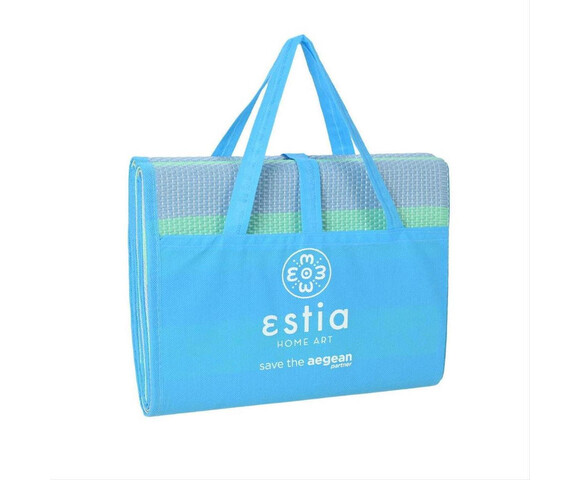 Estia Ψάθα Παραλίας Πλαστική Γαλάζια 180x86εκ.