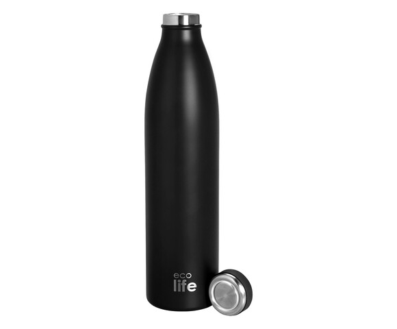 Ecolife Θερμός Ανοξείδωτο Μπουκάλι  1lt Slim Black / Μαύρο