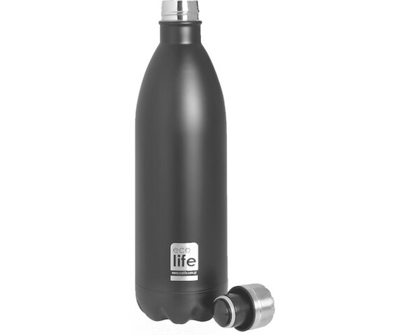 Ecolife Θερμός Ανοξείδωτο Μπουκάλι  1lt  Black / Μαύρο